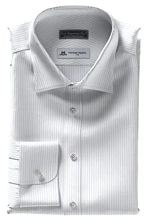 THOMAS MASON  ブルー ピンストライプ on ツイル(TMS95455)