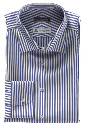 THOMAS MASON  120/2ply ネイビー ロンドンストライプ(TMS95460)