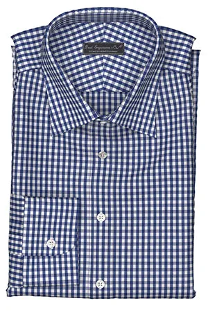 Wrinkle Free ネイビー ブロックチェック(TY100886)