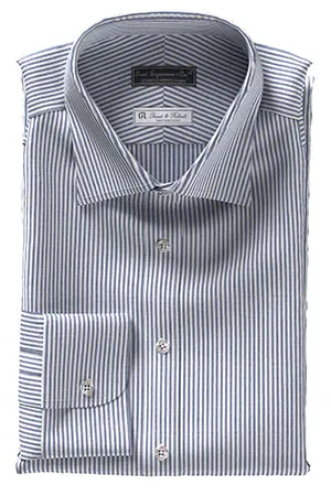 GRANDI&RUBINELLI 綿麻ネイビー ストライプ(Y102349)