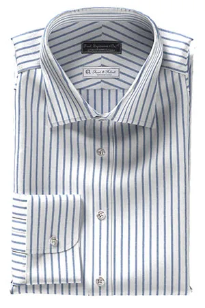 GRANDI&RUBINELLI 綿麻ネイビー ストライプ(Y102350)