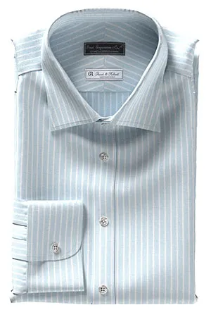 GRANDI&RUBINELLI 綿麻サックス白抜き ストライプ(Y102352)