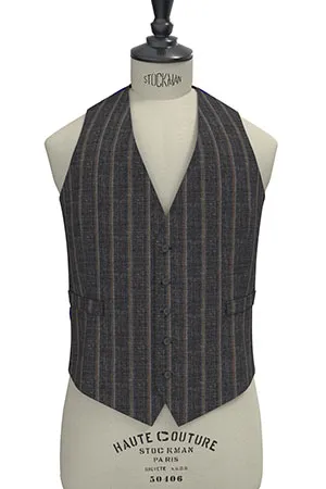 WOOL&LINEN　グレーネップ×ゴールドストライプ(MK102884)