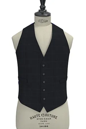 TAILORED WOOL ネイビー グレンチェック(MK102860)