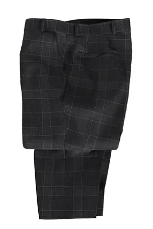 BASIC STRECH チャコールグレー格子(103193)