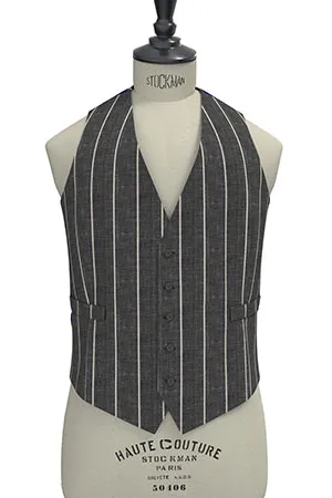 BASIC STRECH LINEN混 グレーストライプ(103182)