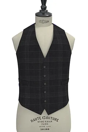 BASIC STRECH チャコールグレー格子(103193)