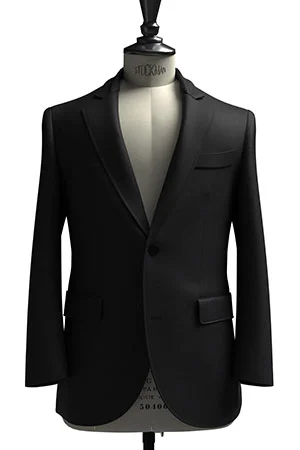 CANONICO Super110s ブラック ヘリンボーン(103264)