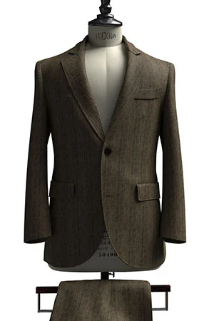 HUDDERS FIELD CASUAL ブラウン ヘリンボーン リネン (103314)