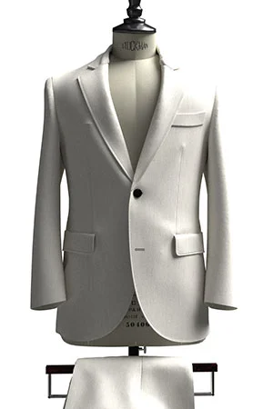 HUDDERS FIELD CASUAL ホワイト ヘリンボーン リネン (103316)