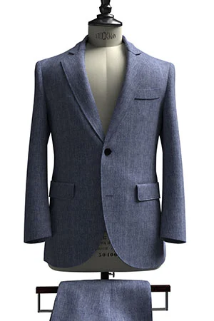 HUDDERS FIELD CASUAL ネイビー メランジ リネン (103323)