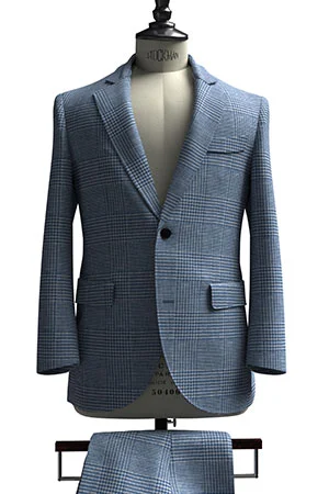 HUDDERS FIELD CASUAL サックス グレンチック リネン (103330)