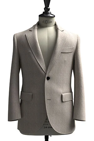 HUDDERS FIELD CASUAL ベージュ ヘリンボーン リネン (103315)