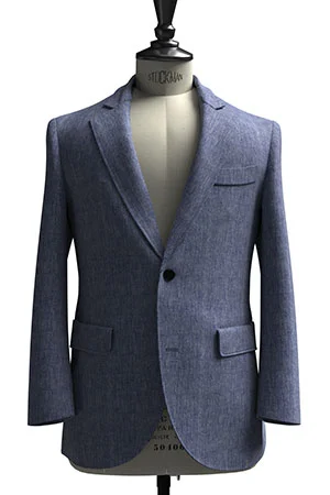 HUDDERS FIELD CASUAL ネイビー メランジ リネン (103323)