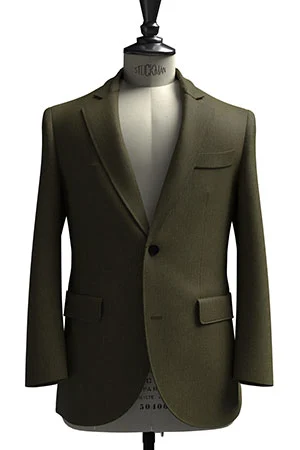 HUDDERS FIELD CASUALオリーブ 平織 リネン (103344)