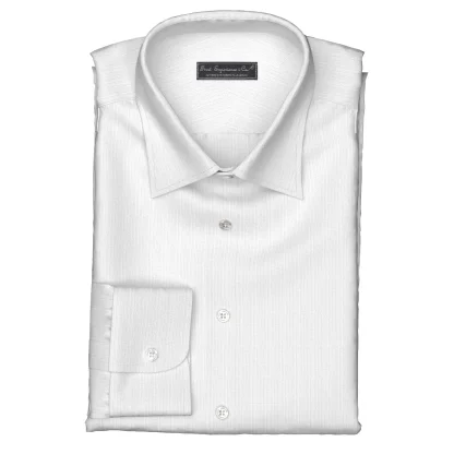 WRINKLE FREE TC ホワイト ドビー キャタピラストライプ (Y100962)