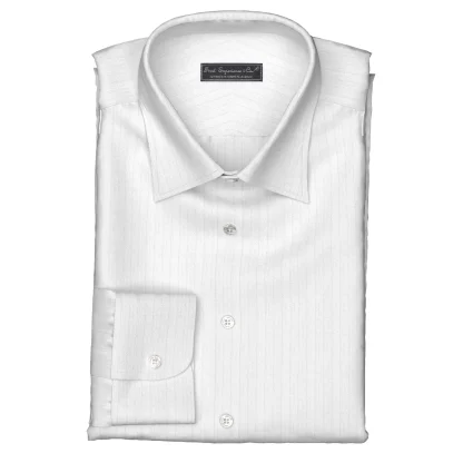 WRINKLE FREE TC ホワイト ドビー ストライプ (Y100966)