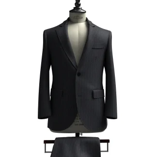 LoroPiana Super130s グレー×ブルーストライプ