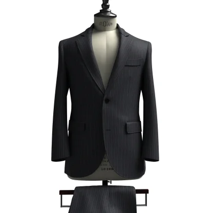 LoroPiana Super130s グレー×ブルーストライプ
