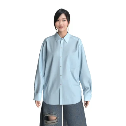 SAX BLUE BROAD CLOTH OVERSIZE SHIRT/サックス ブロード オーバーシャツ (M900001) - 画像 (5)