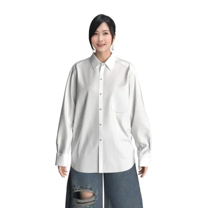 WHITE BROAD CLOTH OVERSIZE SHIRT/ホワイト ブロード オーバーシャツ (M900002) - 画像 (2)